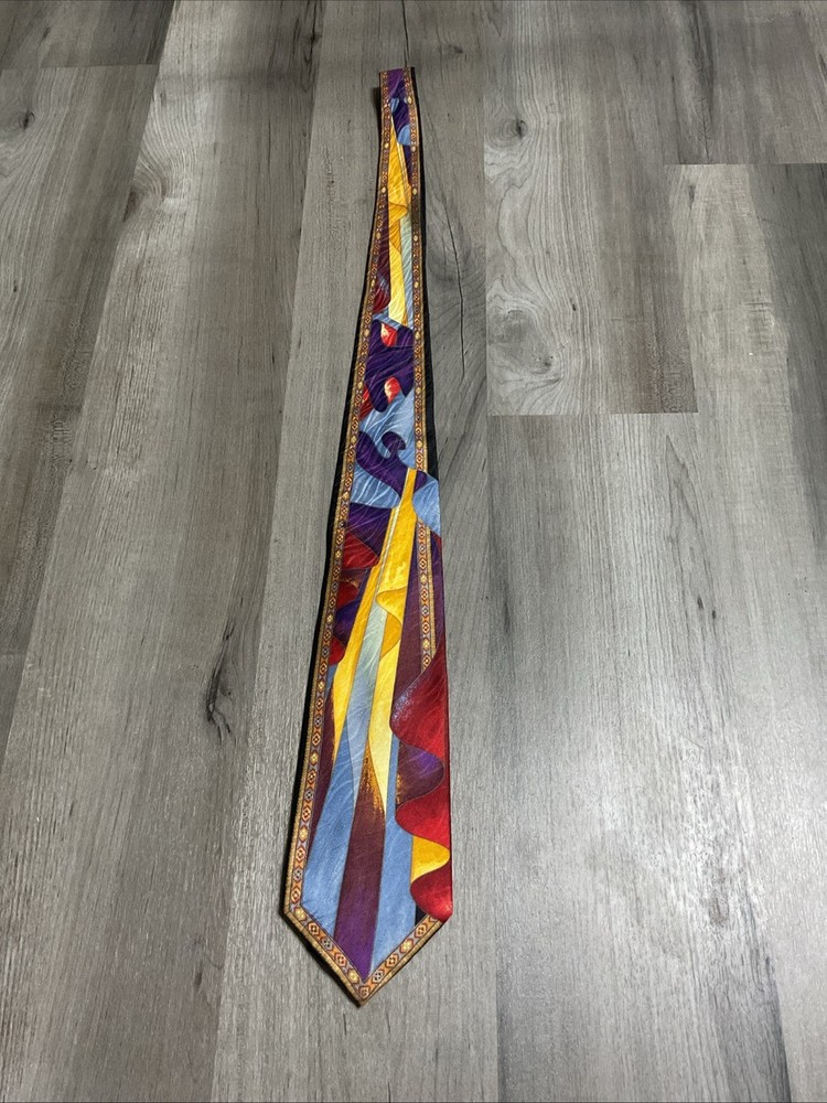 Vitaliano Pancaldi~Luxury Neck Tie~Bright Multicolor Abstract  Design~Vintage
