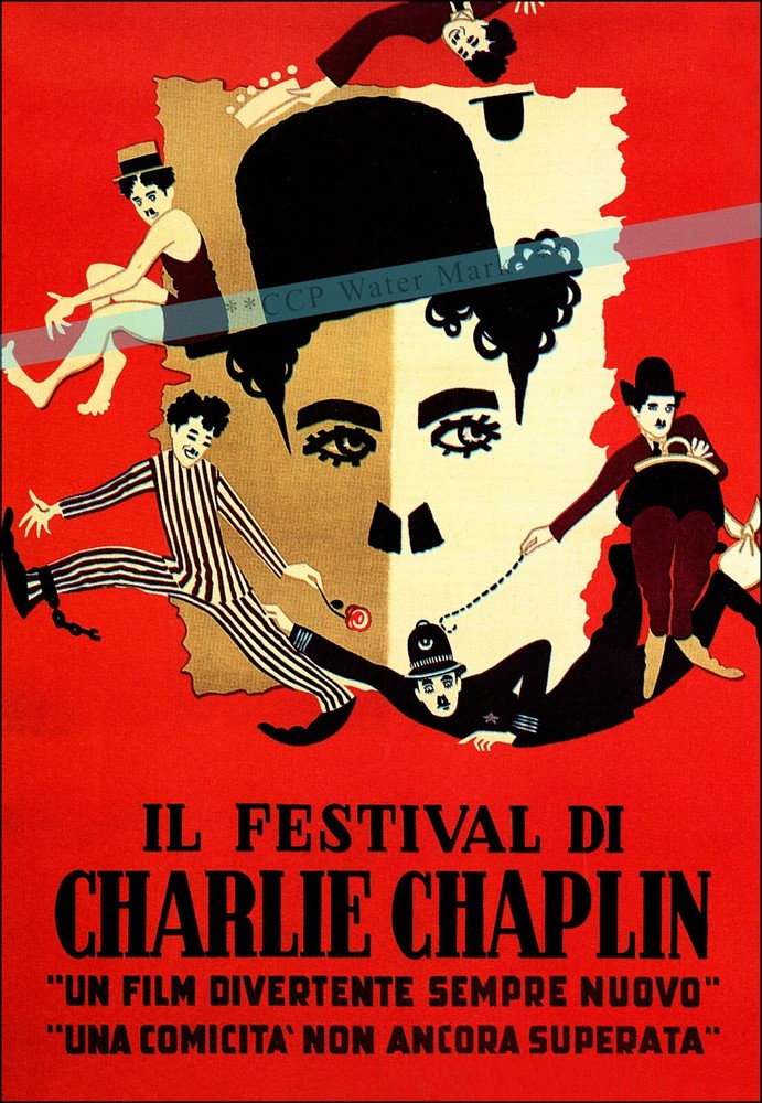 Charlie Chaplin Festival 1946 Italian Retro Style Vintage Poster Print Wall Art