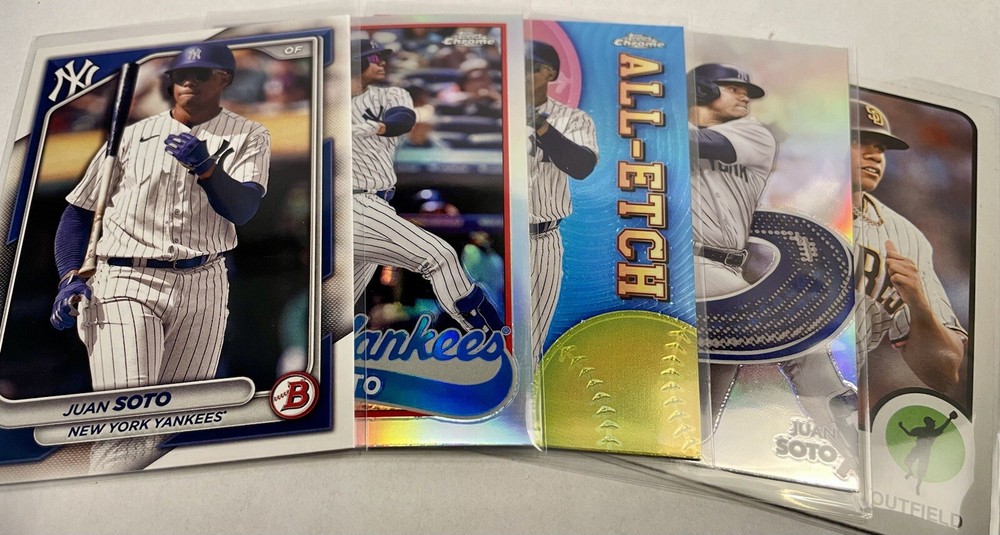 Juan Soto 5 Baseball Card Lot (Yankees & Padres)-Bowman, Topps Chrome, Heritage