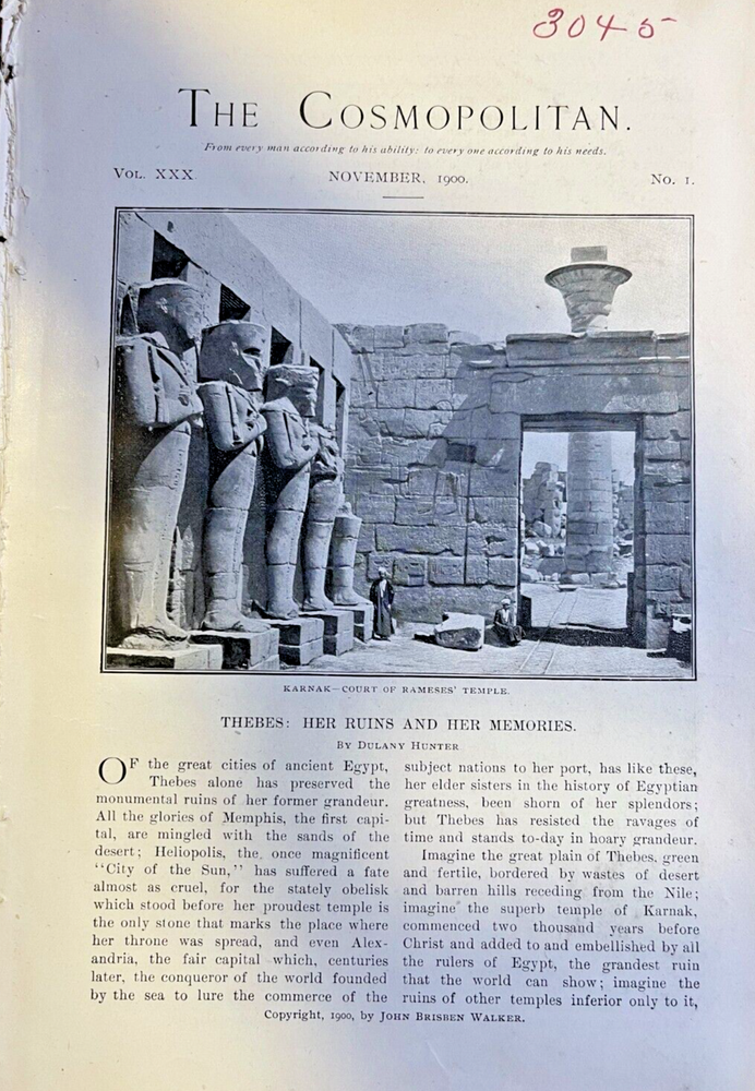 1900 Egypt Ancient Thebes Ramses Temple Karnak Luxor Colossal Statues of Memnon