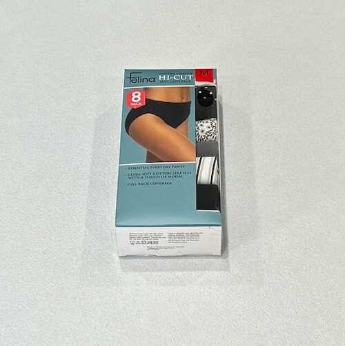 Felina Women's 8-Pack Cotton Stretch Hi-Cut Full Coverage Panties in Multicolor Size M