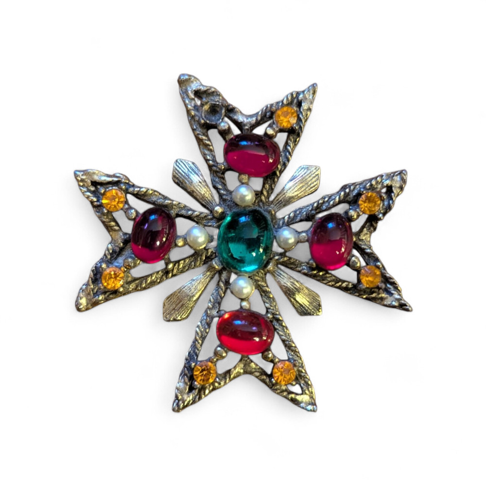 Vintage ART Arthur Pepper Maltese Cross Brooch Pin