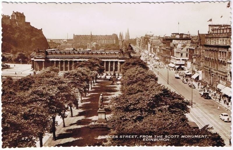Edinburgh Scotland UK Postcard RPPC Princes Street From Scot Monument Sepia