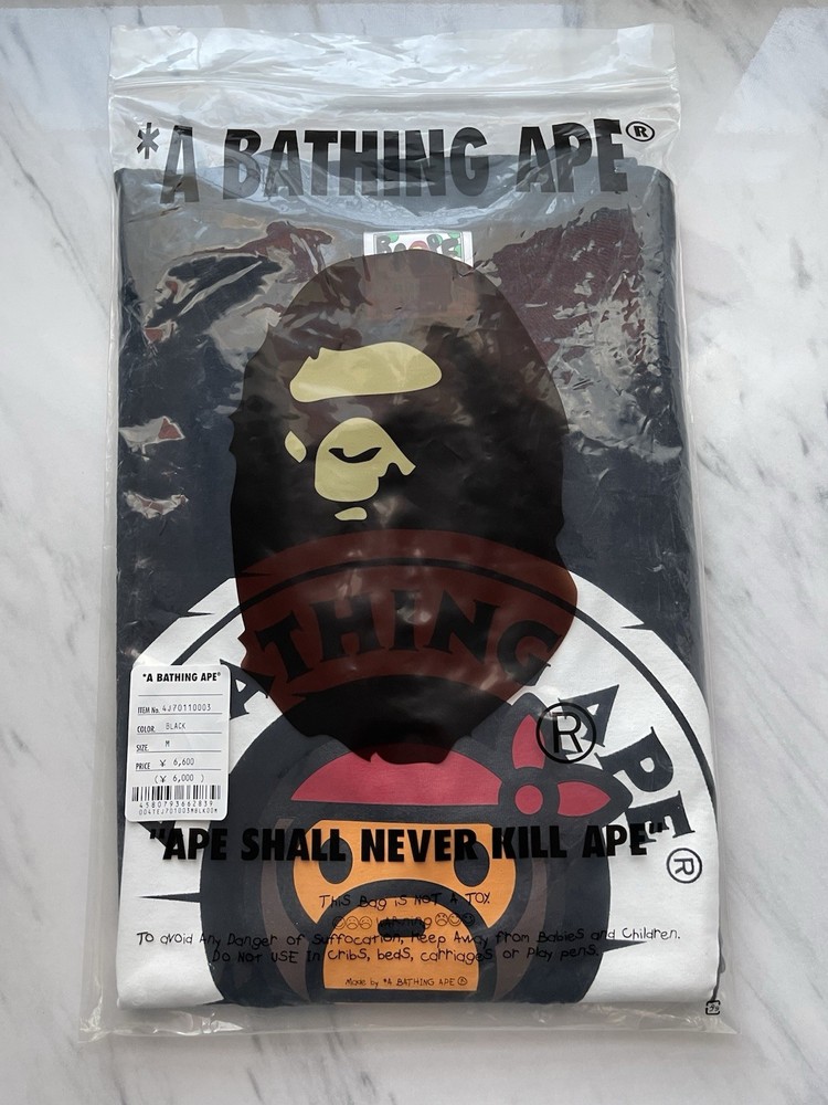 BAPE Pirate Baby Milo Graphic Tee in Black and White