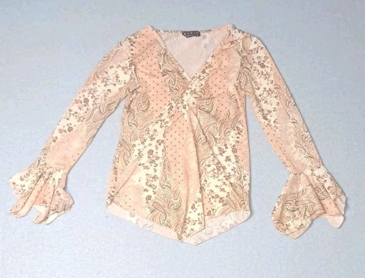Maria Gabrielle Y2k Flutter Sleeve Blouse Womens Size Medium Multicolor Paisley