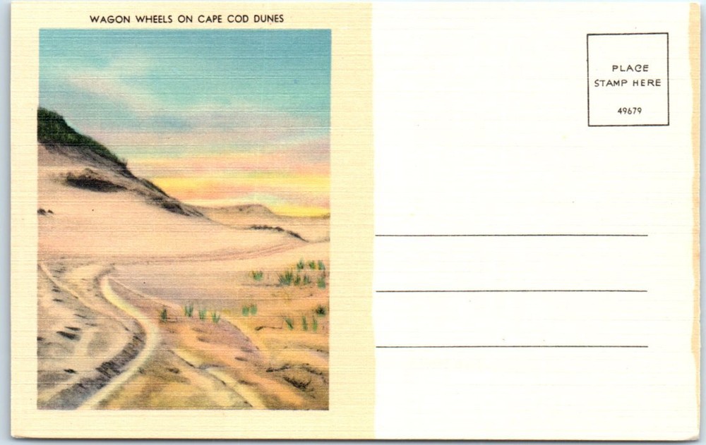 Postcard - Wagon Wheels On Cape Cod Dunes - Massachusetts