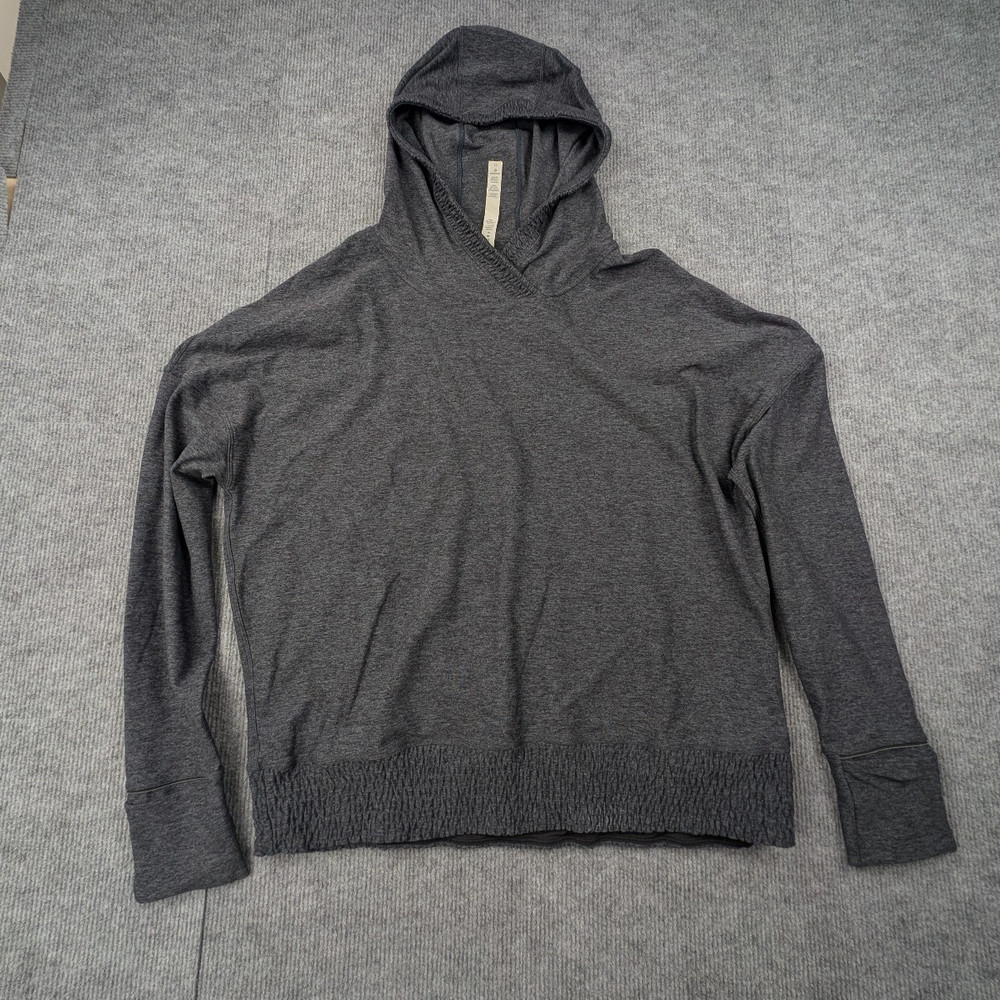 Lululemon Lead The Pack Hoodie Womens 12 Gray Pullover Athleisure Heathered