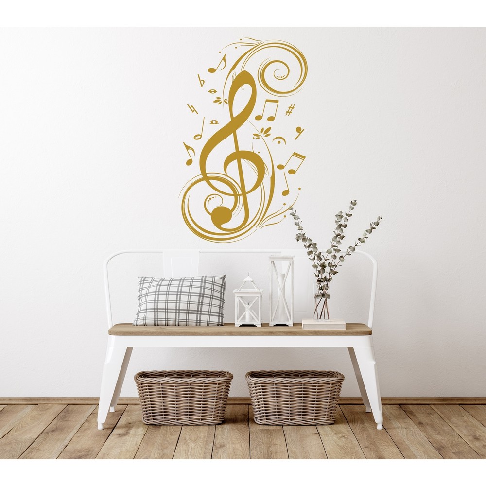 Floral Treble Clef Music Note Wall Decal Sticker