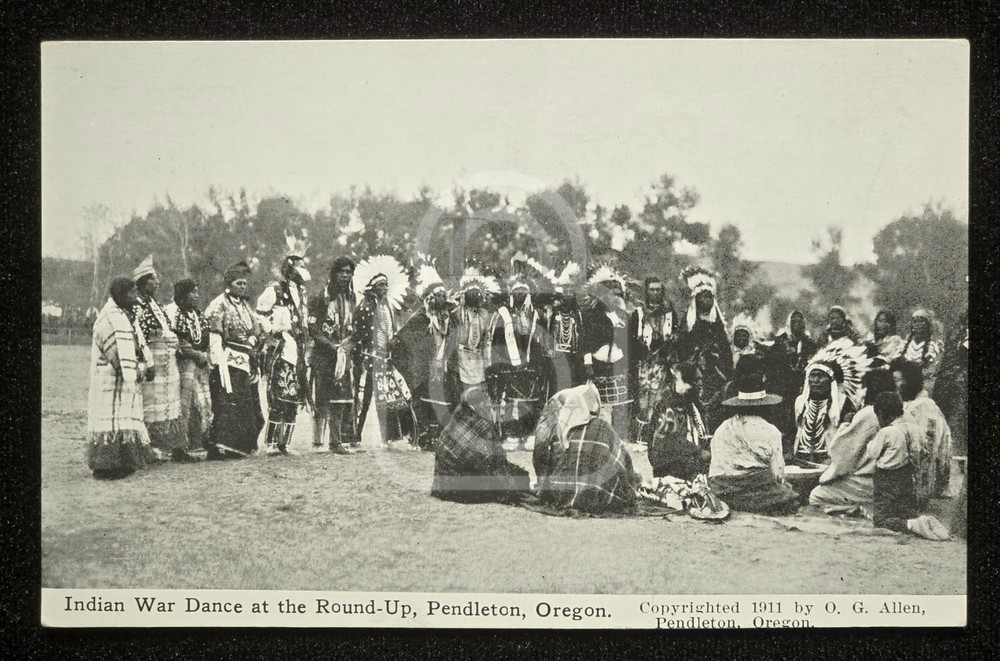 Postcard Indian War Dance. Pendleton Round Up, Oregon. C 1911 Umatilla County