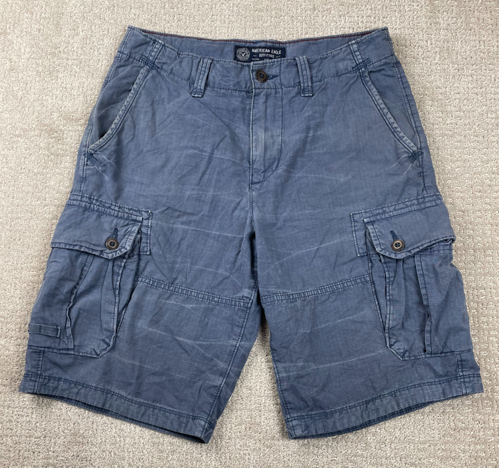 American Eagle Cargo Shorts Mens Size 30 Blue Ripstop Longboard Utility Fatigues