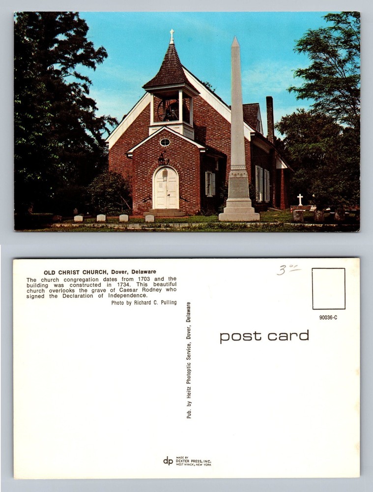 Dover, DE-Delaware, Old Christ Church Obelisk Scene View, Vintage Postcard