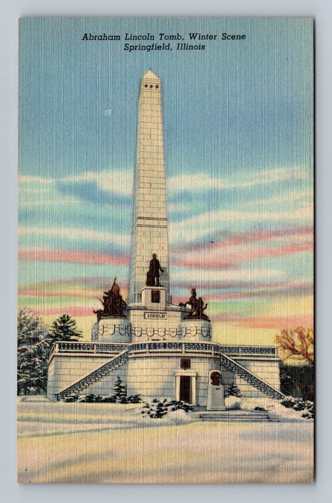 Springfield IL-Illinois Abraham Lincoln Tomb Winter Scene Vintage Postcard Post