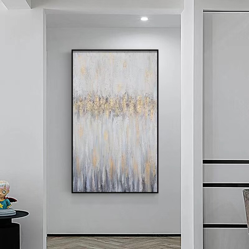 Hand Painting Modern Abstract Gold Foil Corridor Aisle Decoration Painting Room