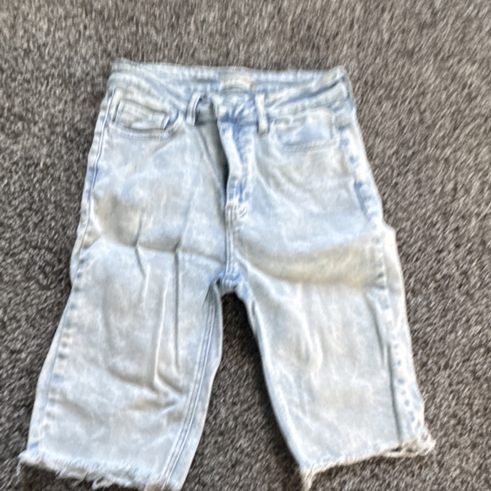 Cello Cut Off Denim Shorts Light Blue Acid Wash Raw Hem Women's Size M