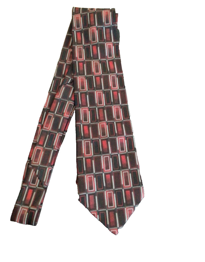 Men's 100% Silk Tie - Murano Italia Burgundy Black Made in USA Necktie