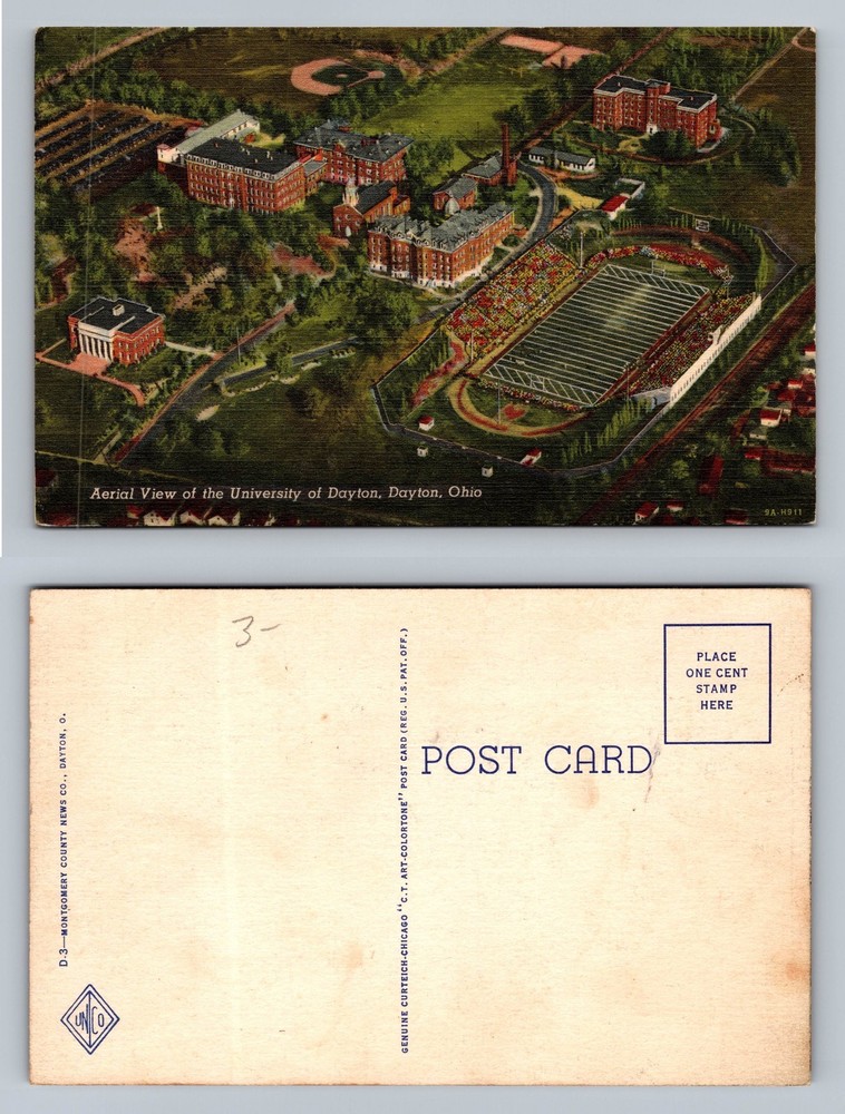 Dayton, OH-Ohio, Univ of Dayton Aerial Stadium Scene Souvenir Vintage Postcard