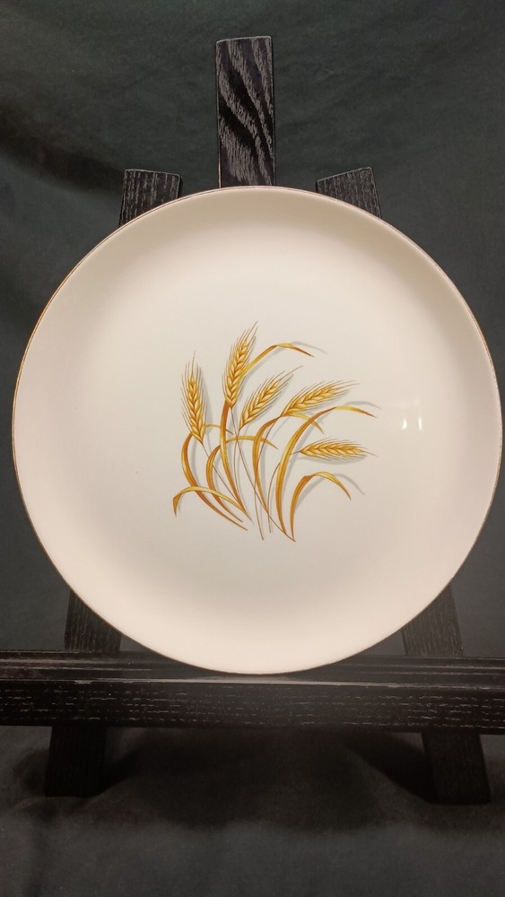 Vintage Golden Wheat Dinner Plate 22k Gold Trimmed Oven Proof USA 9.25 INCH