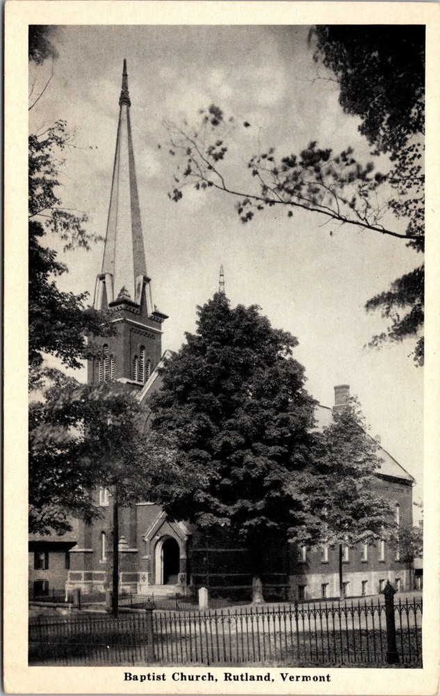Rutland VT-Vermont, Baptist Church, Religion, Vintage Postcard