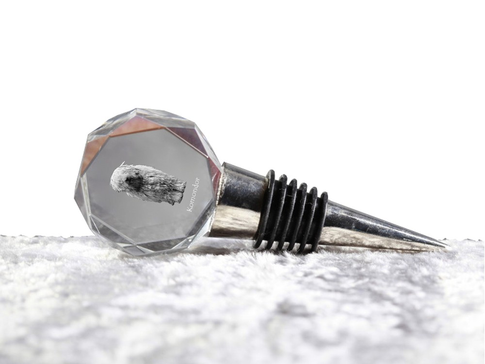 Komondor - Tapón de Botella, Tapón de Vino de Cristal con Foto, Personalizado