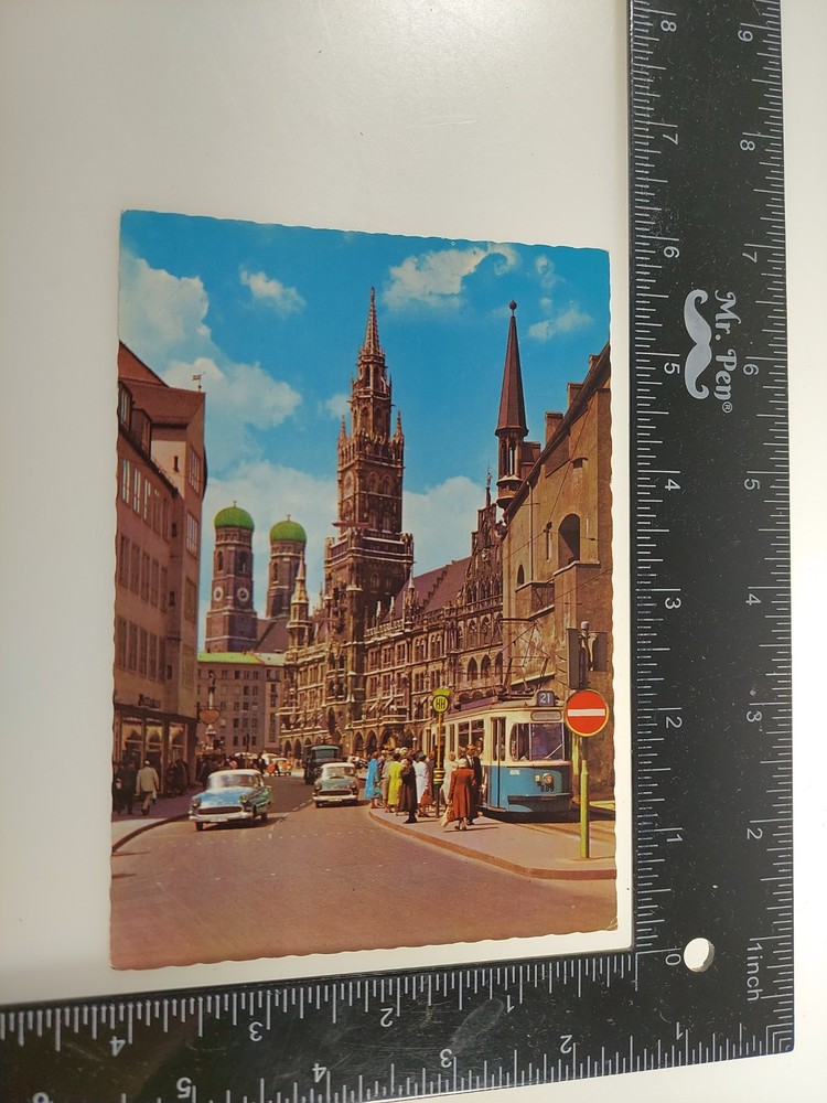 Postcard Frauenkirche (Church of Our Lady) And New Town Hall, Munich, Germany