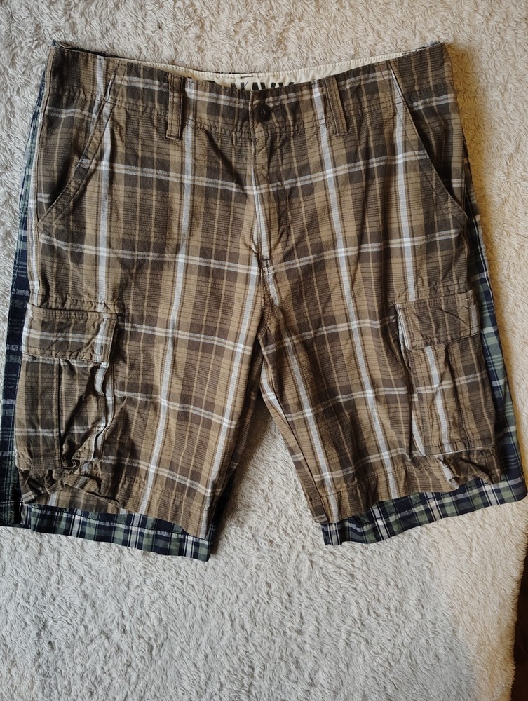 Old Navy Shorts Mens Size 34 Green Plaid/ Brown plaid cargo Y2K Two Pair