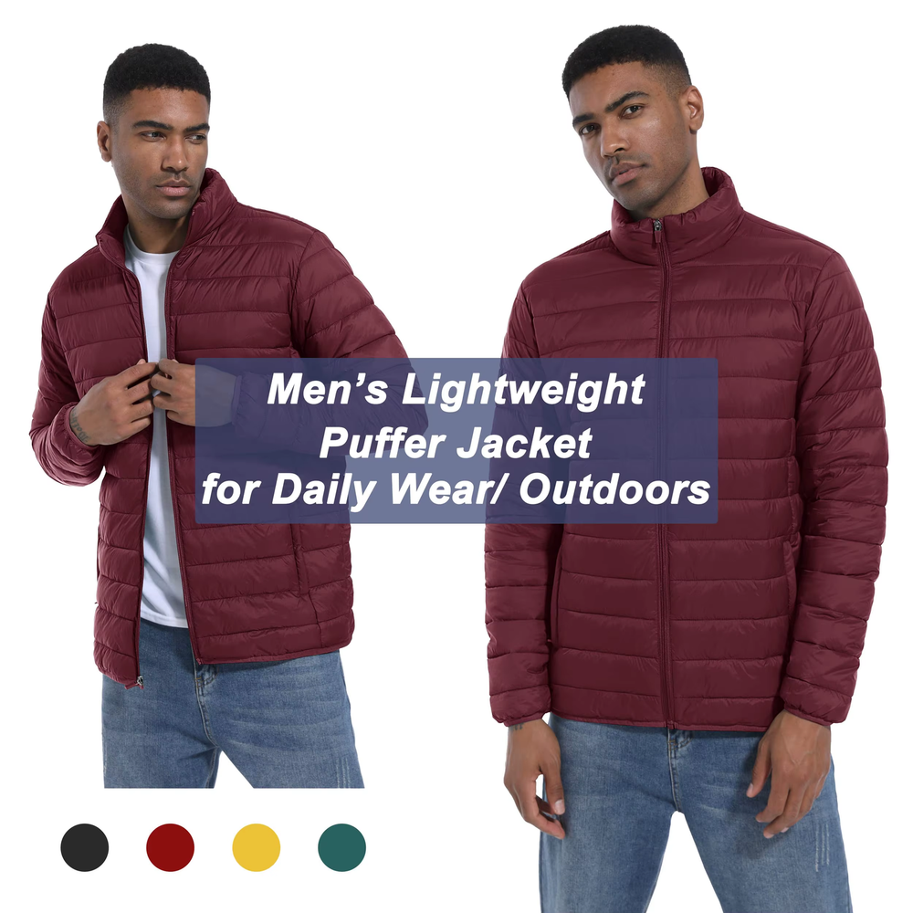 H Mens Quilted Lightweight Puffer Jacket Water Repellent Windproof Insulated