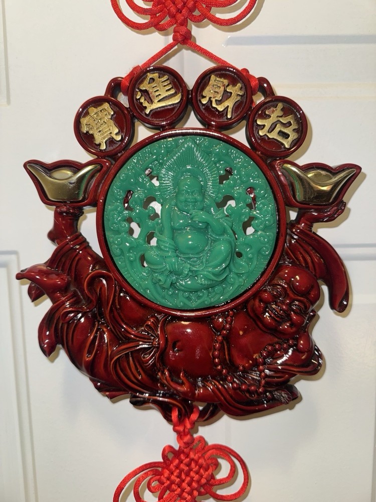 Feng Shui Laughing Buddha Prosperity Wall Hanging Chinese Luck Wealth Decor