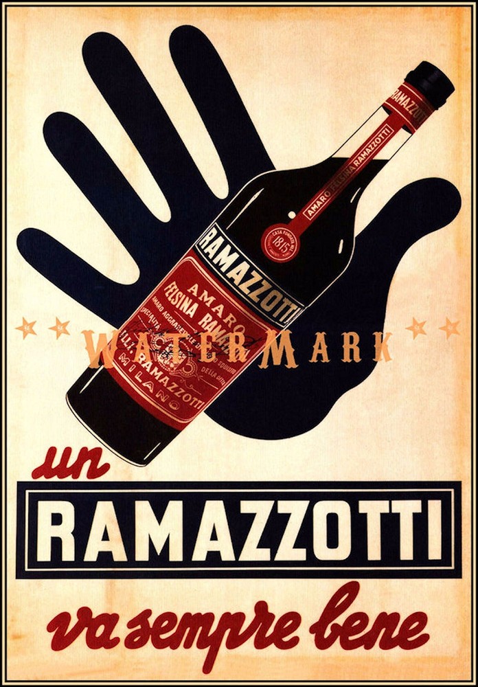 Ramazzotti Amaro Liqueur 1950 Italy Vintage Poster Print Advert  