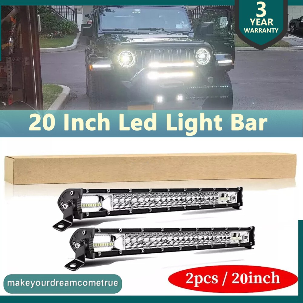 2PCS 20-inch LED Light Bar Spot Flood Combo for Offroad Truck SUV ATV Boat 20''