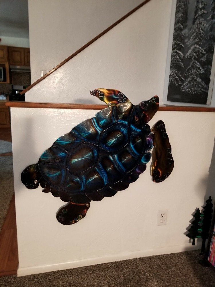 Metal wall art sea life large Wall Decor, Garden and patio turtle design artwork