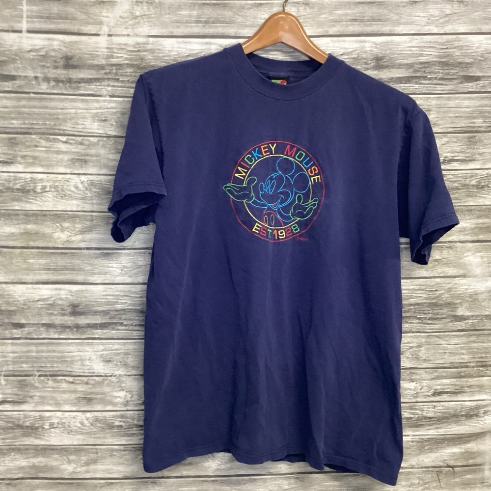 Vintage Mickey Unlimited Shirt Mens Medium Blue Embroidered Logo Disney Tee 90s