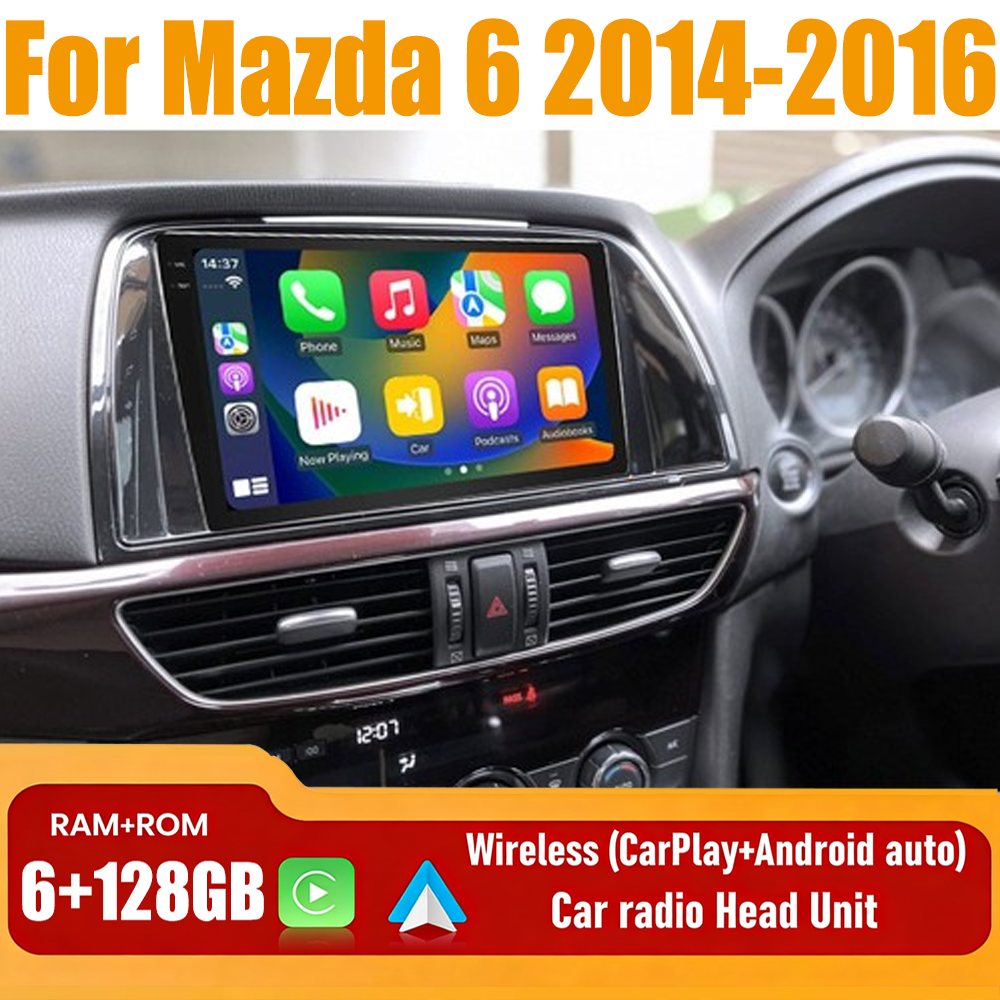 9''Wireless Apple Carplay Android Auto Head Unit Car Radio For Mazda 6 2014-2016