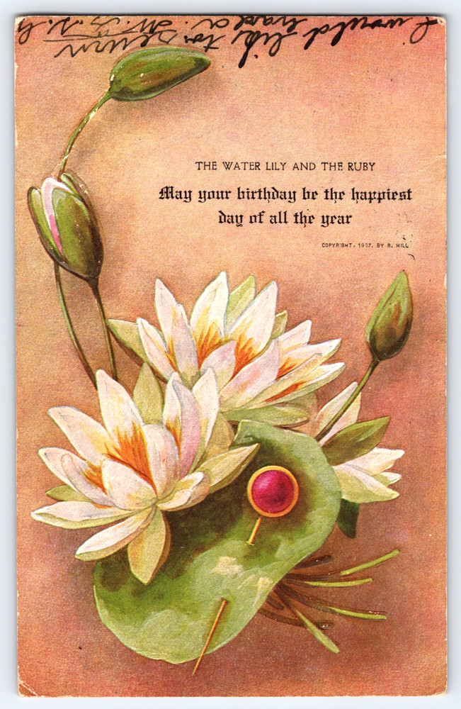 Antique Vintage Postcard Happy Birthday Flowers Posted Stamp Pennsylvania 1907