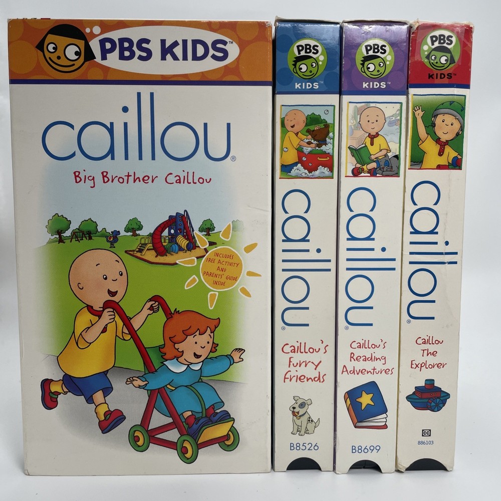 Caillou VHS Lot Of 4: Big Brother, The Explorer, Reading Adventure, Furry Friend