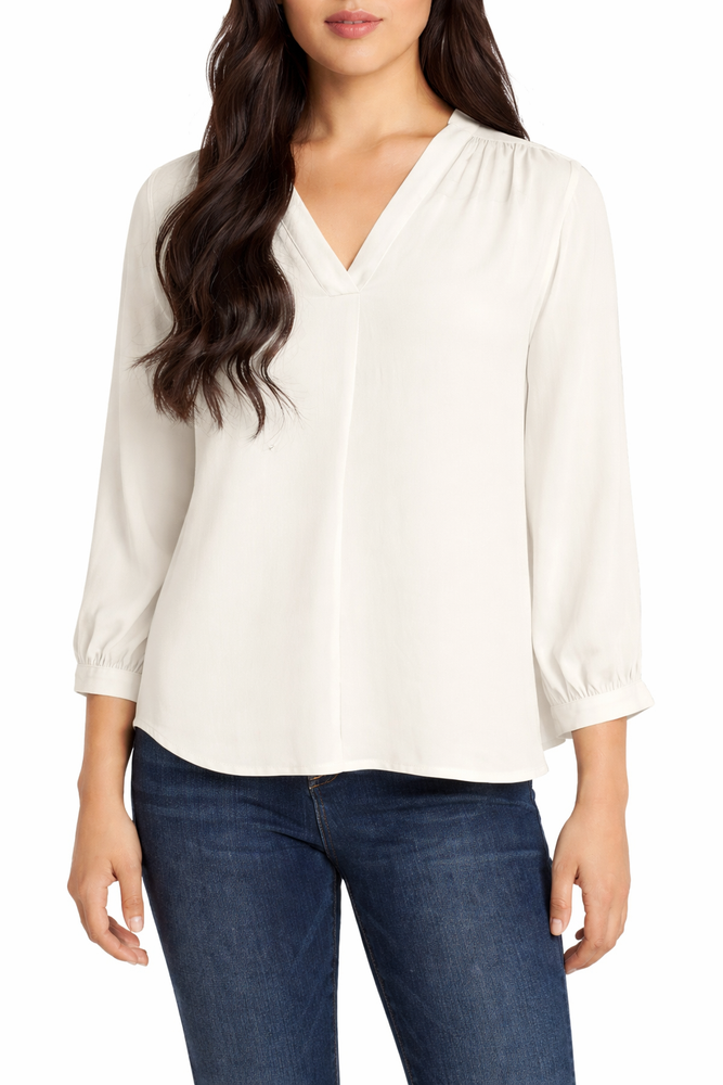 Vince Camuto Womens V-Neck 34-Sleeve Blou New Ivory Size M