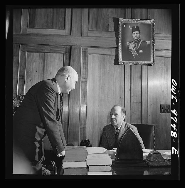 Washington DC Egyptian Legation Minister Hassan 1942 conferring with staff