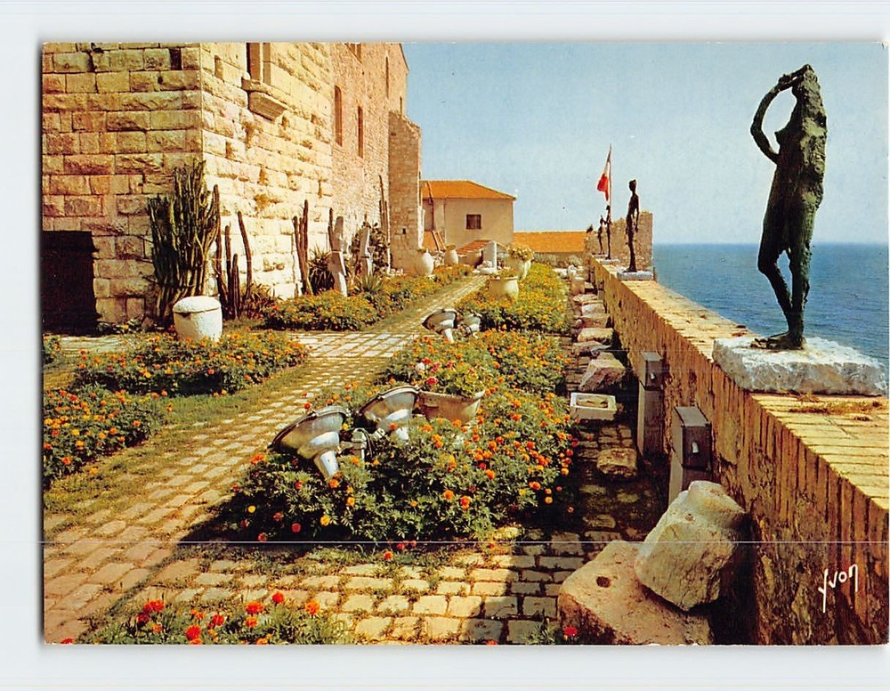 Postcard La Terrasse et les Sculptures Le Château Musée Picasso Antibes France