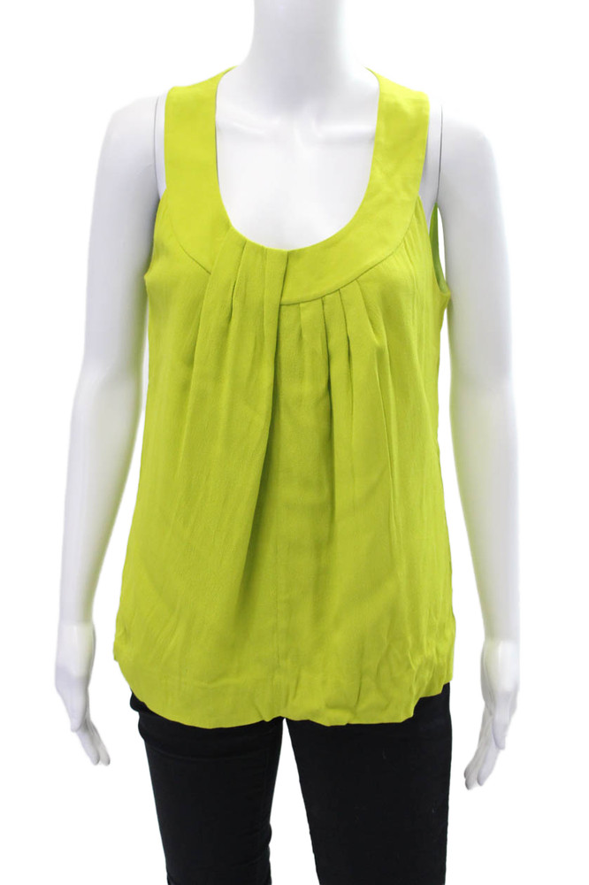 Kate Spade New York Womens Scoop Neck Pleated Sleeveless Blouse Top Green Size SFree Shipping in US $100+ Orders | $6.95 Orders Below