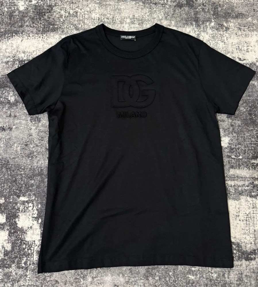 Dolce & Gabbana Black Cotton Logo Embroidered Crew Neck Men's T-Shirt Size 48