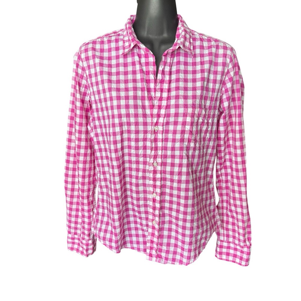 Frank & Eileen Button up BARRY Shirt Pink Gingham Small Cotton