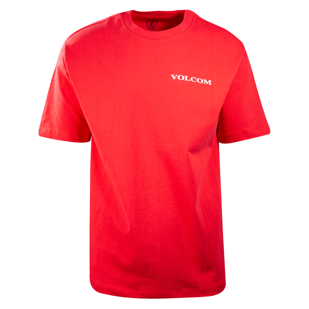 Volcom Men's Red Serif Stone Loose Fit S/S T-Shirt (S04)