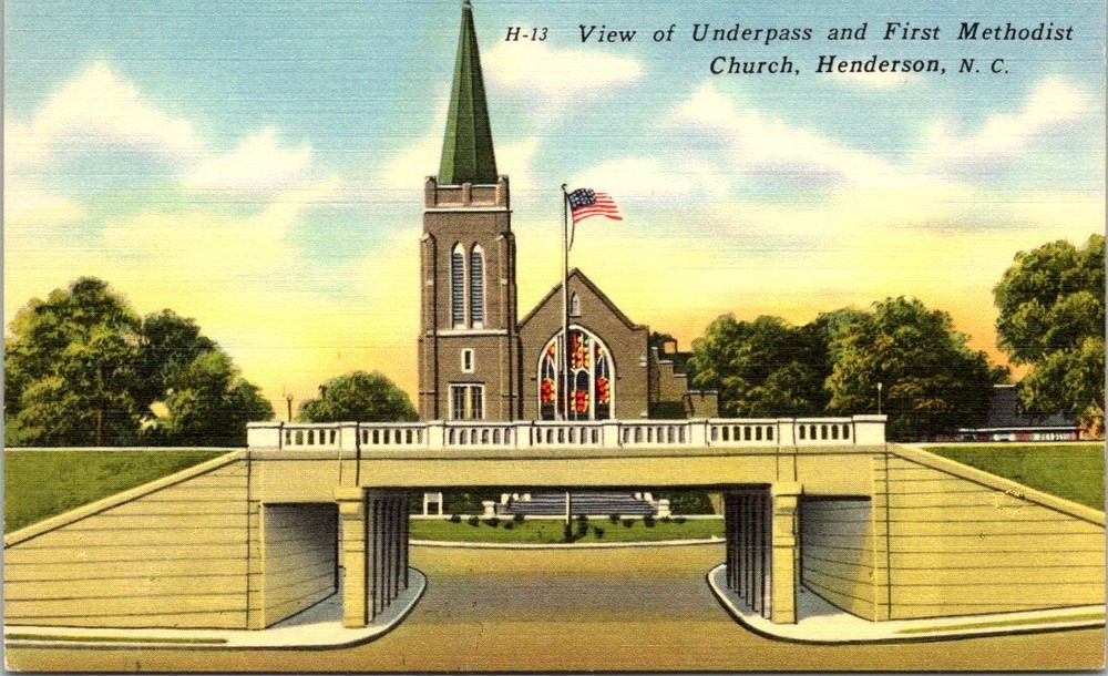 First Methodist Church Henderson North Carolina Vintage Postcard