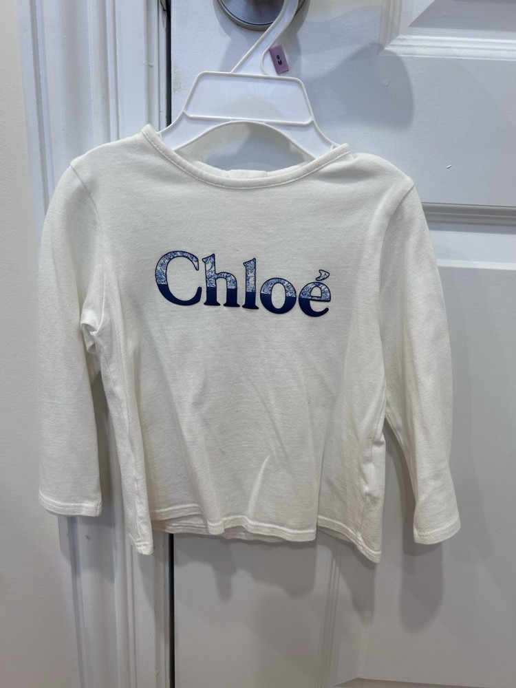 Chloe Baby Girl Tshirt Size 18 Months Long Sleeve White Logo