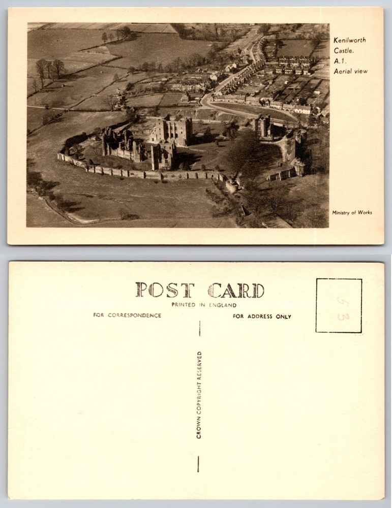Kenilworth Castle Aerial View England Postcard