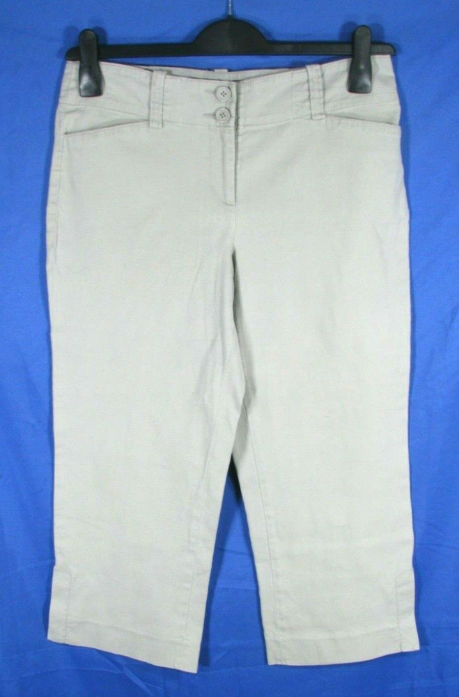 PANTALONES CHINOS RECORTADOS DE MEZCLA DE LINO Estilo CABI # 491 Bolsillos GRIS CLARO Elastizados 4