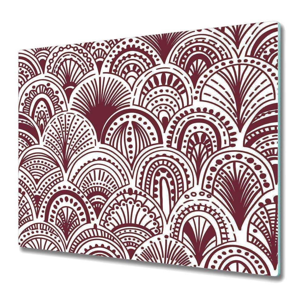 Glass Chopping Cutting Board Burgundy Bohemian Abstract Red Modern 60x52