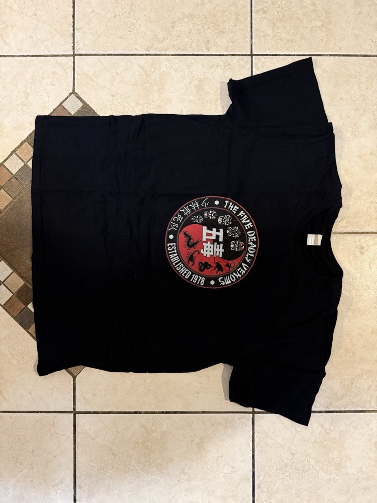 Men's Short Sleeve T-Shirt Crew Neck XL Graphic Classic Kungfu Black Tee