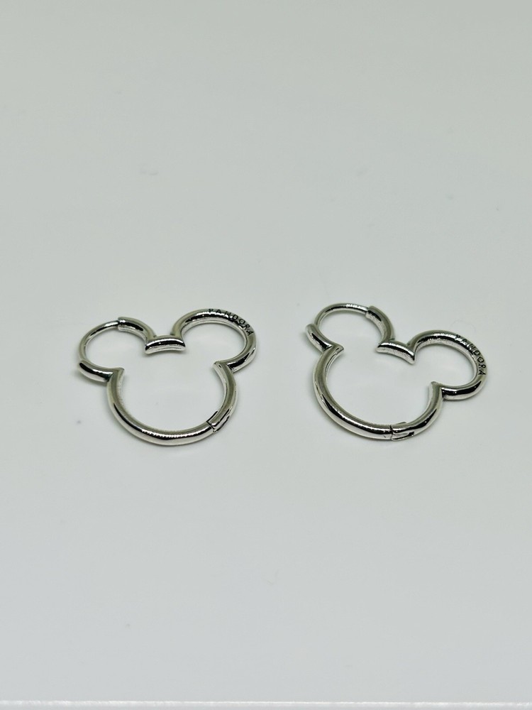 PANDORA Disney Mickey Mouse Silhouette Hoop Earrings