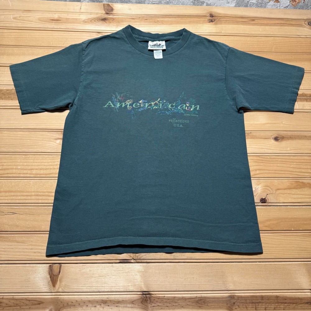 Vintage 90s American Floral Nature Wildflowers Graphic T-Shirt USA - Size Small