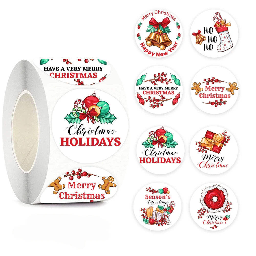 100-500pcs Christmas Theme Seal Labels Stickers For DIY Gift Baking Package Enve